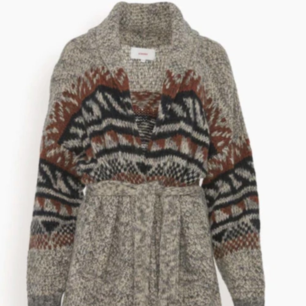 NWT XIRENA Carmella Belted Shawl Cardigan Sweater in Tobacco M